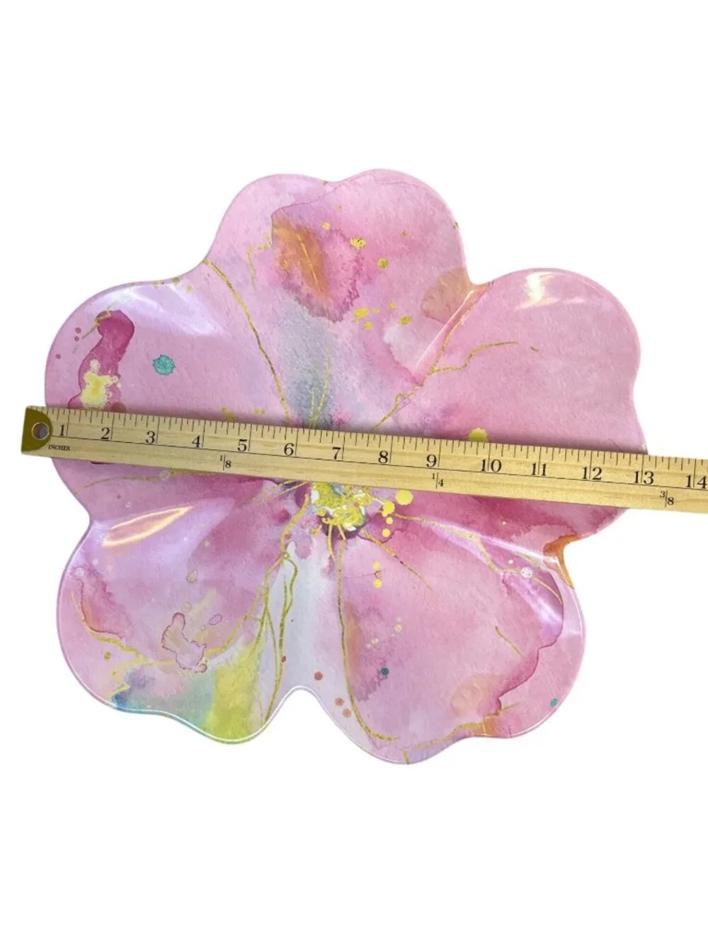 Set of 5 Pink Hibiscus Flower Shaped Melamine Dinner Plates 13